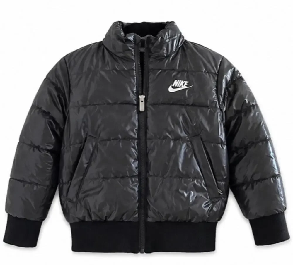 Nike Boys' Youth Puffer Jacket Black/Charcoal Hooded